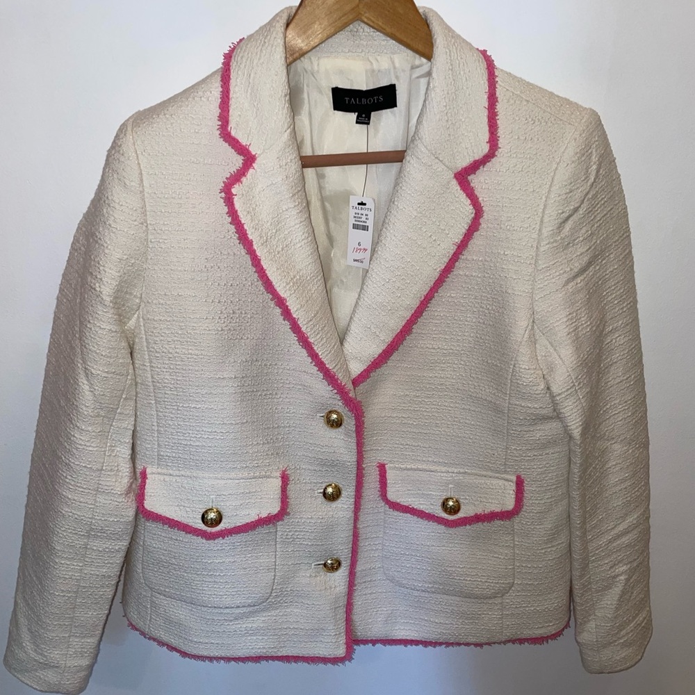Talbot White blazer with pink trim